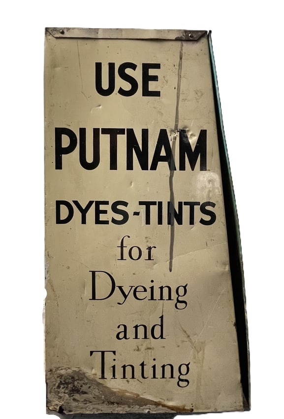 ANTIQUE ALUMINUM PUTNAM DYES & TINTS ADVERTISING STORE DISPLAY CABINET - 8