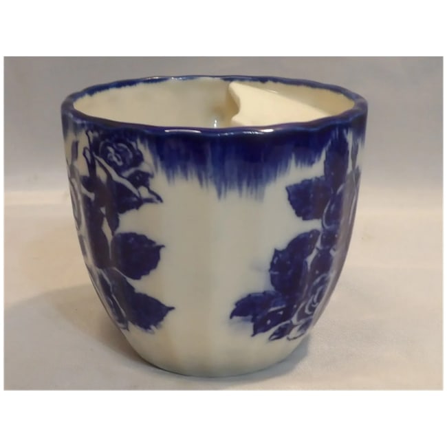 Blue Floral Pattern Mustache Shaving Mug - 4