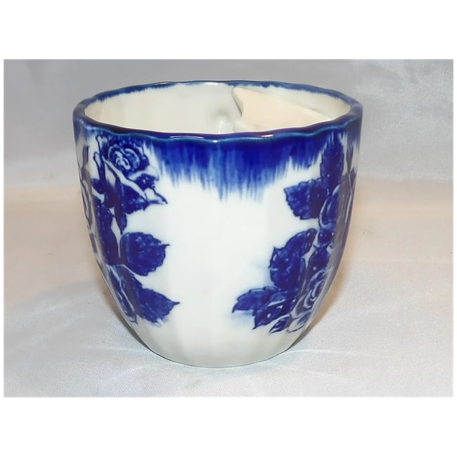 Blue Floral Pattern Mustache Shaving Mug - 5