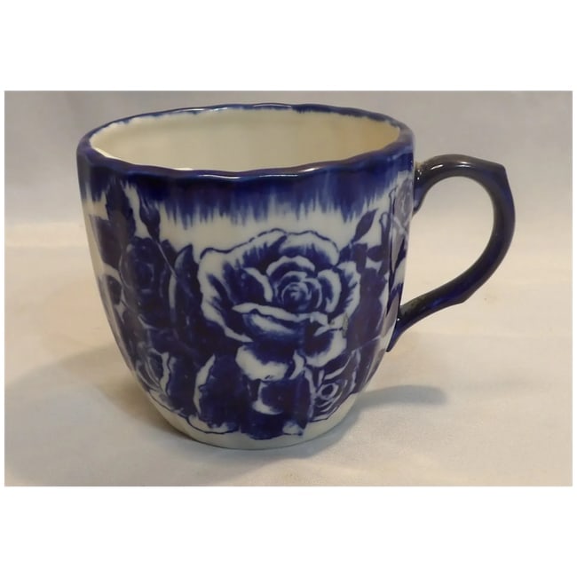 Blue Floral Pattern Mustache Shaving Mug - 6