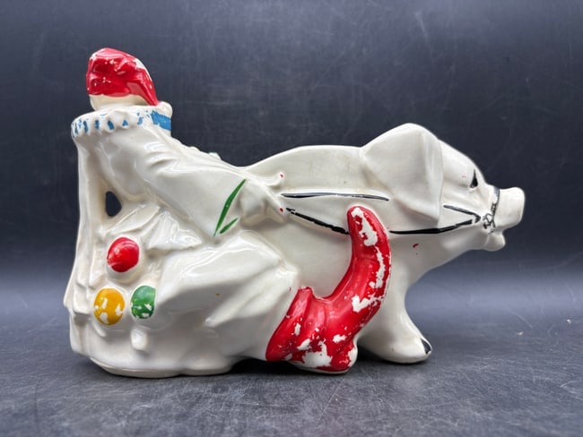 McCoy Clown w/ Pig Planter, Original Cold Paint, Vintage 1951 - 4