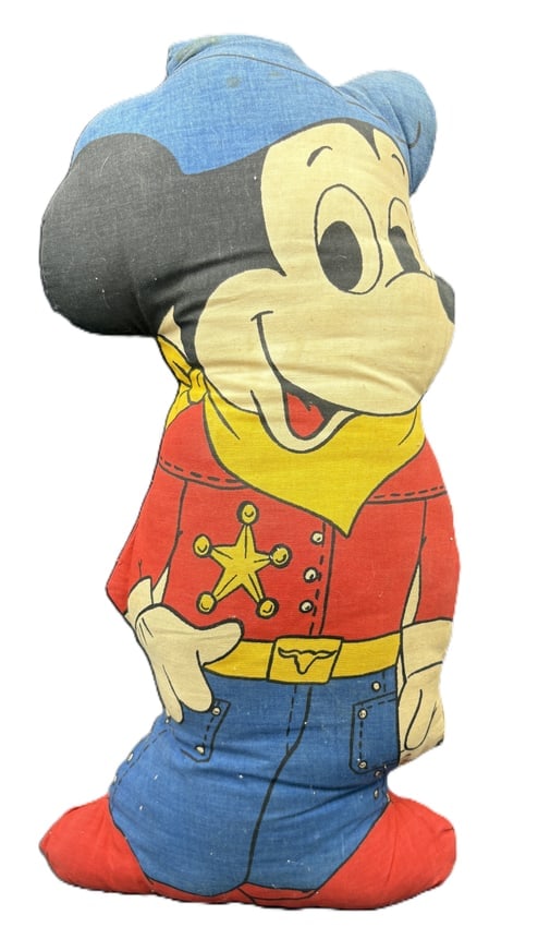 Vintage 17" Mickey Mouse Stuffed Sheriff Cowboy Disney Doll, Hard to Find: Date/Period: approx. 1960-70's Dimension: Approx. 17" tall x 8.5" Material: fabric Additional Information: Vintage Mickey Mouse Stuffed Sheriff Cowboy Disney Doll, Hard to Find Shipping: Domestic:
