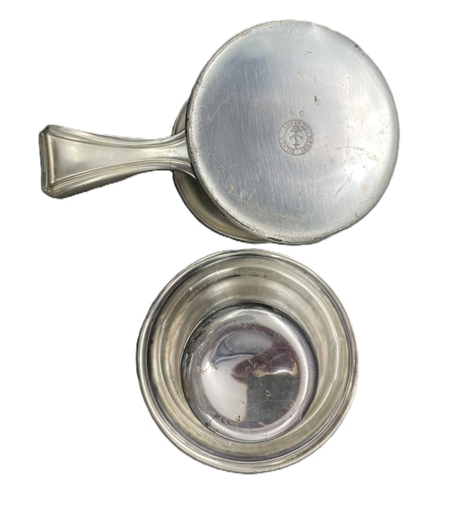 Antique Victorian Derby Silver Co. Plated Shaving Mug w/ Soap Cup - 7