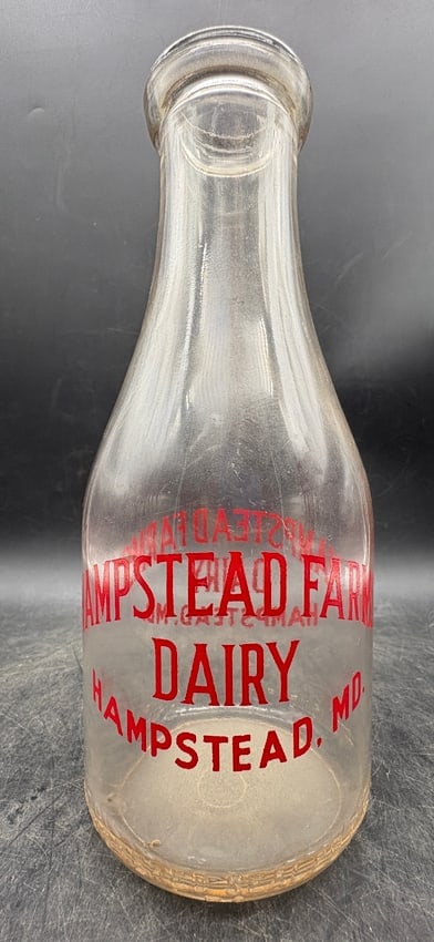 Vintage Hampstead Farms Dairy One Pint Milk Bottle - Hampstead Maryland - 5