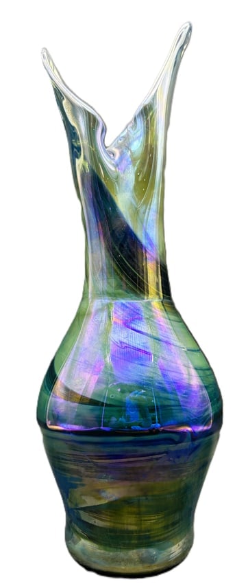 1974 J Baker Art Glass Vase Signed Dated Numbered 13" - 2