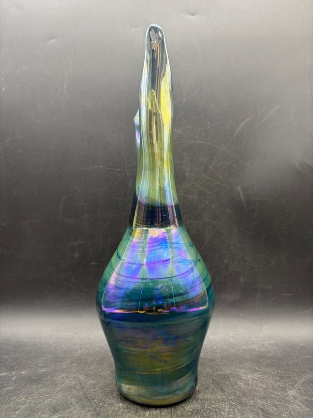 1974 J Baker Art Glass Vase Signed Dated Numbered 13" - 5