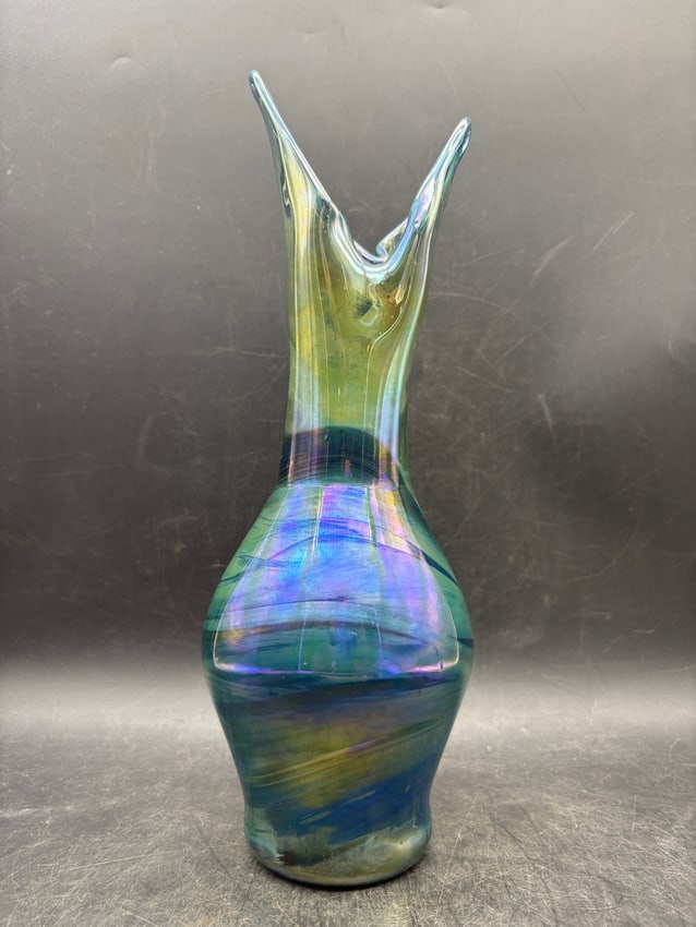 1974 J Baker Art Glass Vase Signed Dated Numbered 13" - 6