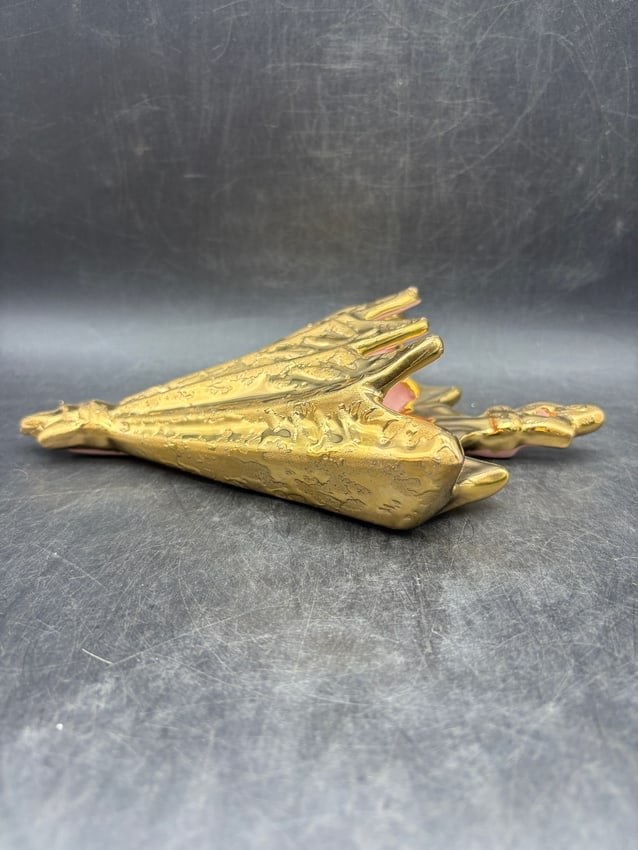 Vintage McCoy 24K Gold Wall Pocket Planter - Mid Century Modern Ceramic Vase, USA Pottery, Hollywood - 4