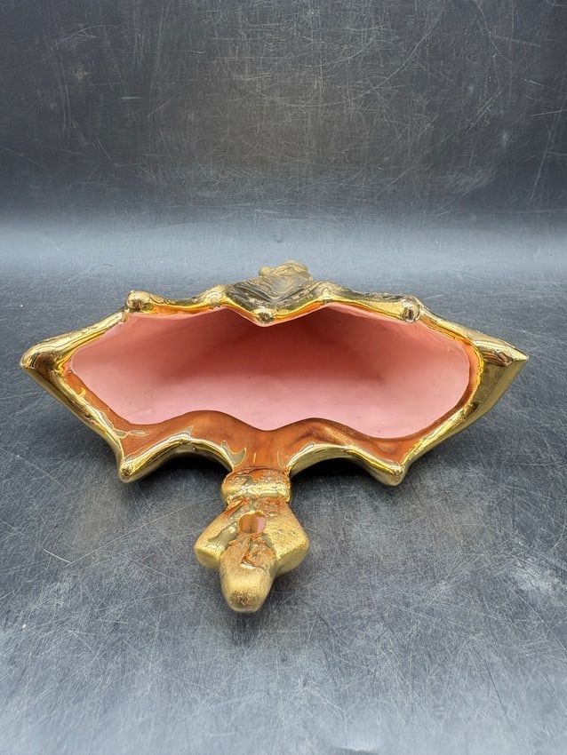 Vintage McCoy 24K Gold Wall Pocket Planter - Mid Century Modern Ceramic Vase, USA Pottery, Hollywood - 5