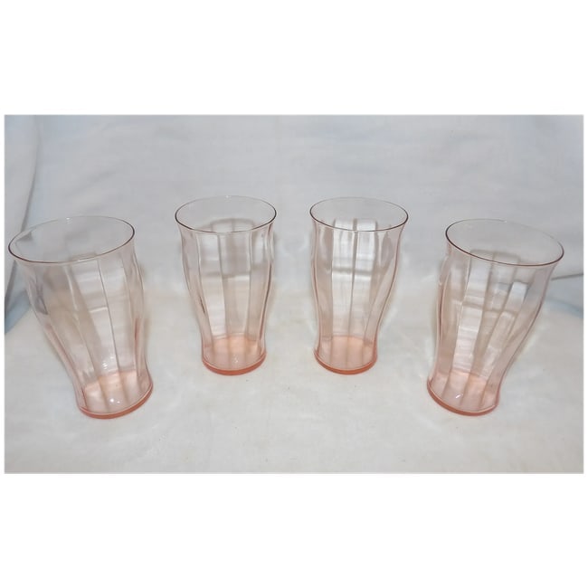 Pink Optic Fluted Depression Optic Tumblers - 3