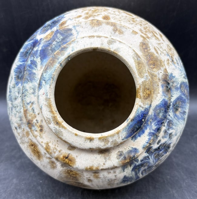 Signed Franklin Studio Art Pottery Vessel Blue Crystalline Glaze Ceramic Vase - 6