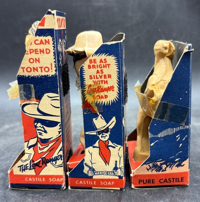 RARE LONE RANGER, TONTO & SILVER VINTAGE SOAPS IN ORIGINAL BOXES 1930'S 1940'S - 6