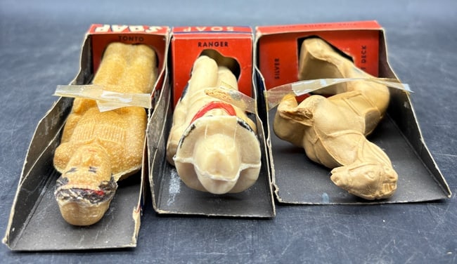 RARE LONE RANGER, TONTO & SILVER VINTAGE SOAPS IN ORIGINAL BOXES 1930'S 1940'S - 8