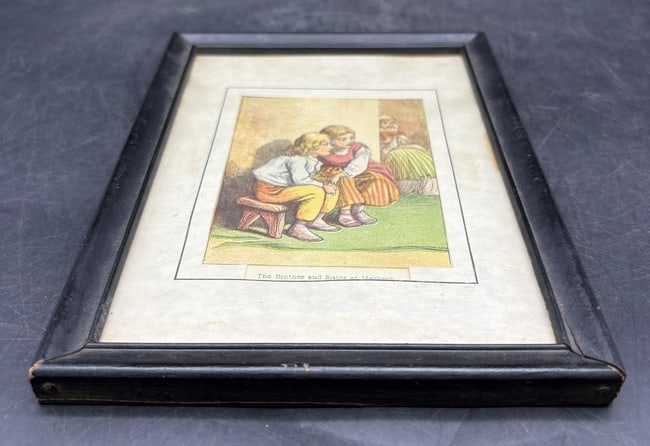 Vintage Framed Children's Print "The Brother and Sister at Marbach" - 4