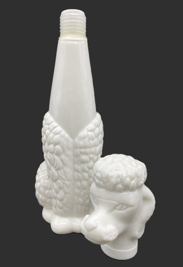 1970s MilkGlass Poodle Dog DECANTER - 2
