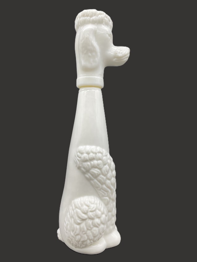 1970s MilkGlass Poodle Dog DECANTER - 6