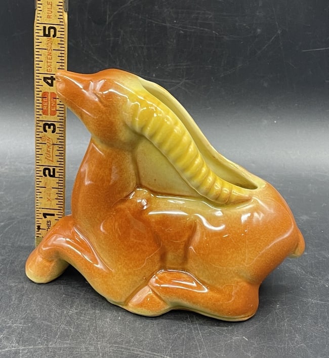 SHAWNEE POTTERY PLANTER VASE GAZELLE ANTELOPE USA 613 - 8