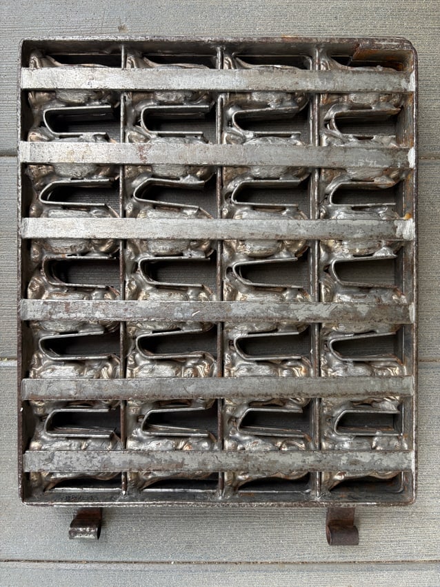 Rare Antique Cast Iron Chocolate Mold Hinged 48-Piece Figure Mold Continental European Confectionery - 5