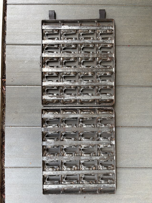 Rare Antique Cast Iron Chocolate Mold Hinged 48-Piece Figure Mold Continental European Confectionery - 6