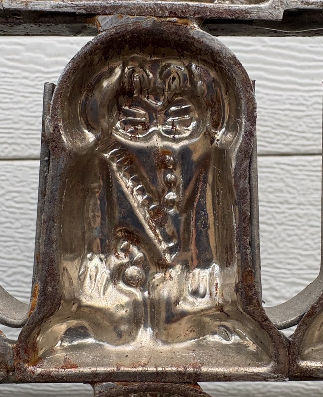 Rare Antique Cast Iron Chocolate Mold Hinged 48-Piece Figure Mold Continental European Confectionery - 7