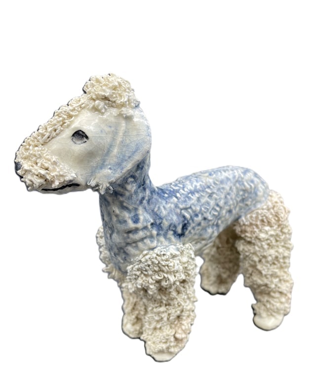 RARE JANE CALLENDER BLUE BEDLINGTON TERRIER FIGURINE: Date/Period: unknown Dimension: Approx. 5.5" x 6" x 2.5" Material: --- Additional Information: RARE JANE CALLENDER BLUE BEDLINGTON TERRIER FIGURINE Shipping: Domestic: Flat-rate of $10.00 to anywhere