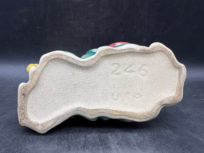 Vintage McCoy Bird Planter Yellow Green Red Tulip Mid Century Pottery USA - 3