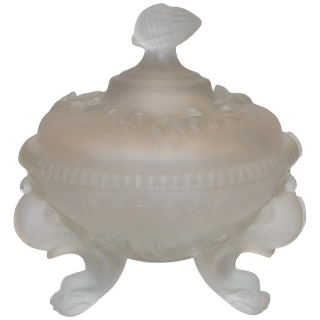 Satin Argonaut Shell Cand Dish MCM by Portieus Vallerystahl: This Satin Argonaut Shell Cand Dish MCM by Portieus Vallerystahl is in excellent condition. It is attributed to Portieus Vallerystahl but not marked. NO chips, stains, flea bites etc. It measures 7" H