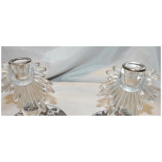 Art Deco Style Candle Sticks with Inlaid Silver - 5