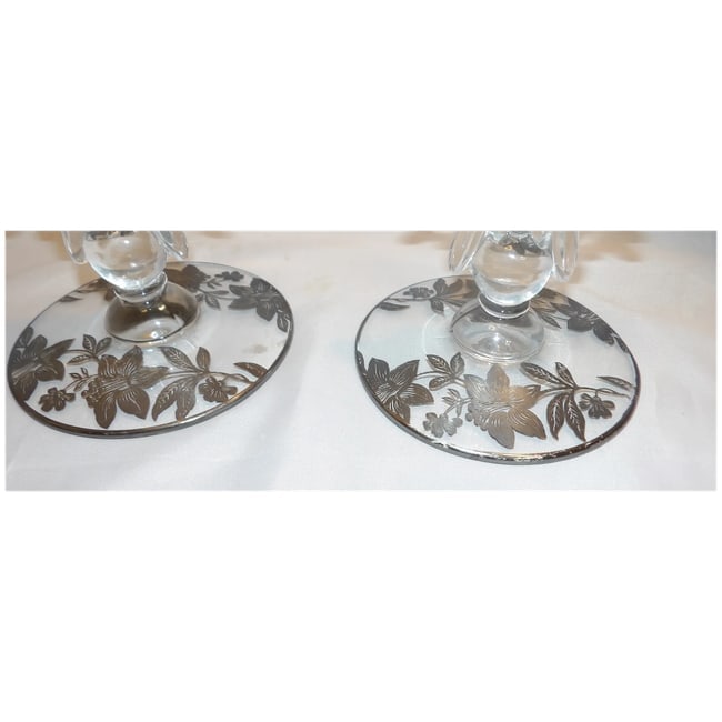 Art Deco Style Candle Sticks with Inlaid Silver - 6