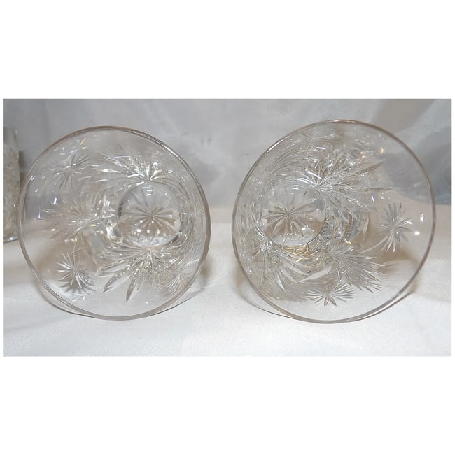 Cut Crystal Old Fashion Glasses with Floral Design - 5