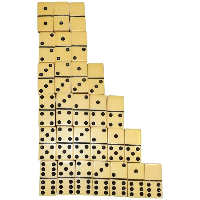 Catalin Dominoes Standard Size: This set of Catalin Dominoes Standard Size is in excellent condition. A standard domino size is about 2 inches long, 1 inch wide, and 3/8 inch thick - small enough to be held comfortably in the hand,