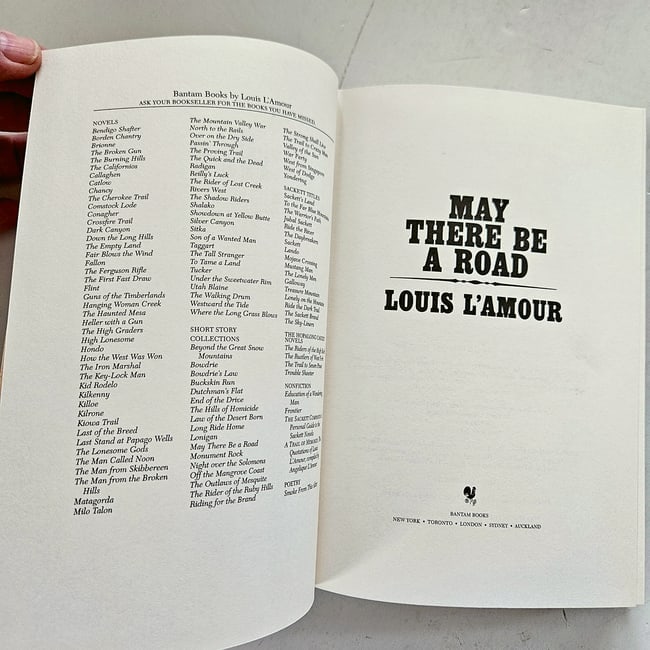 Vintage The Louis L'Amour Collection by Bantam, leatherette-bound hardcover editions: Set of 4 hard to find titles "With These Hands" "Off the Mangrove Coast" "May There Be a Road". These short story collections printed toward the very end of the subscription series run, had