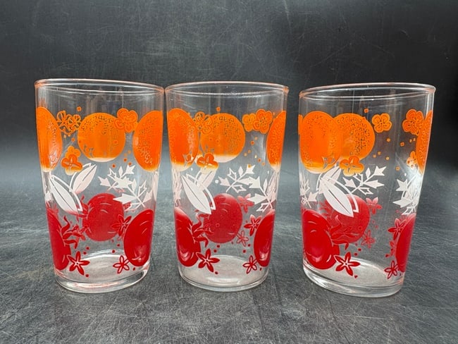 Vintage Anchor Hocking Pitcher & Juice Beverage Set Orange and Tomato - 4