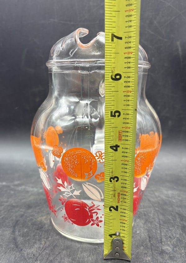 Vintage Anchor Hocking Pitcher & Juice Beverage Set Orange and Tomato - 7
