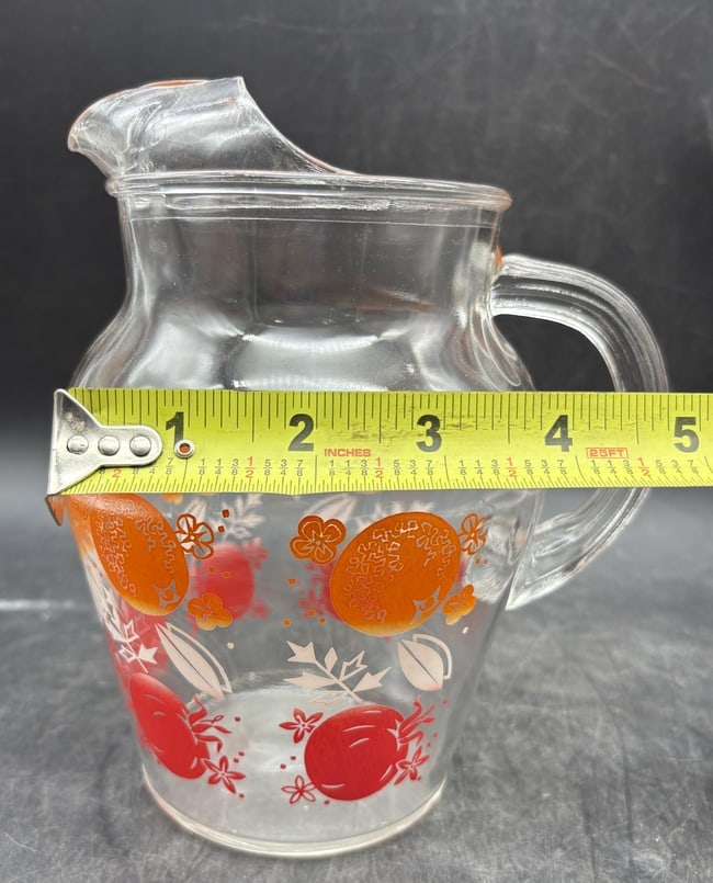 Vintage Anchor Hocking Pitcher & Juice Beverage Set Orange and Tomato - 8