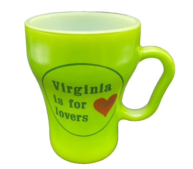 Vintage Fire King Washington DC Capitol Yellow Mug Virginia Is For Lovers NOS - 2