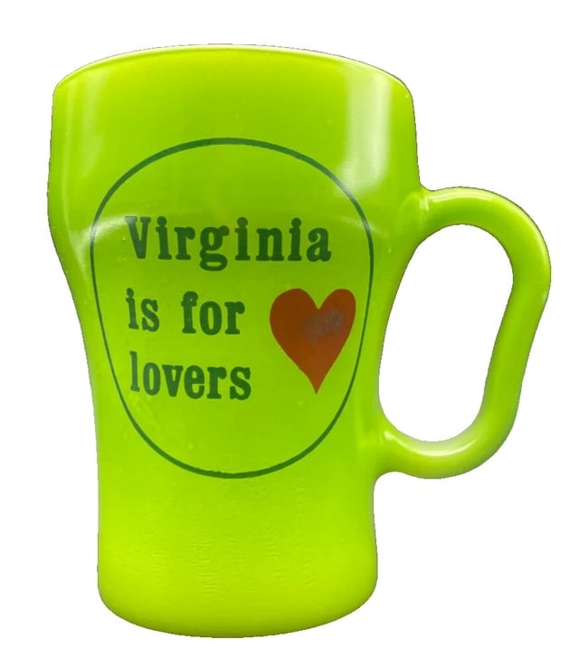 Vintage Fire King Washington DC Capitol Yellow Mug Virginia Is For Lovers NOS - 8