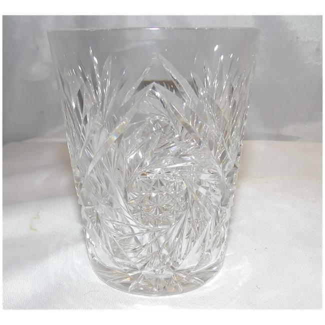 American Brilliant Cut Pair of Old Fashion Glasses Buzz Saw and Pineapple - 2