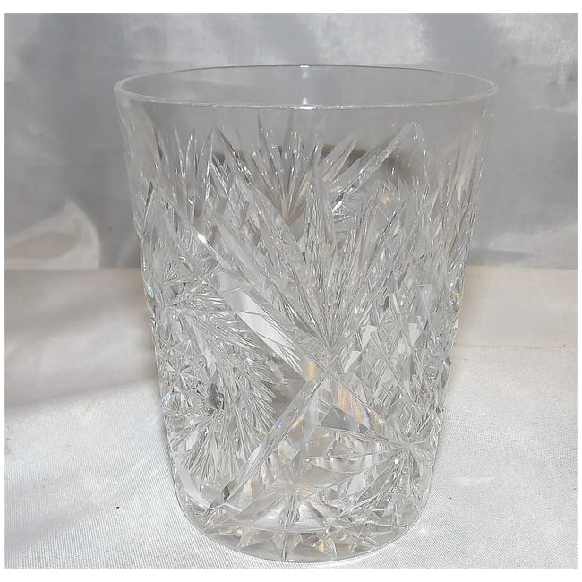 American Brilliant Cut Pair of Old Fashion Glasses Buzz Saw and Pineapple - 4