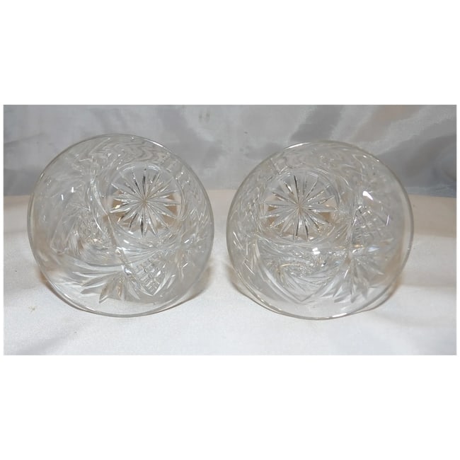 American Brilliant Cut Pair of Old Fashion Glasses Buzz Saw and Pineapple - 5