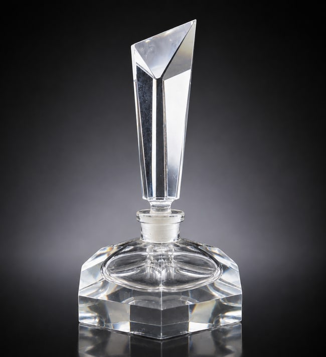 Art Deco Irice by Irving Rice Crystal Perfume Bottle with Geometric Stopper, Japan - 2
