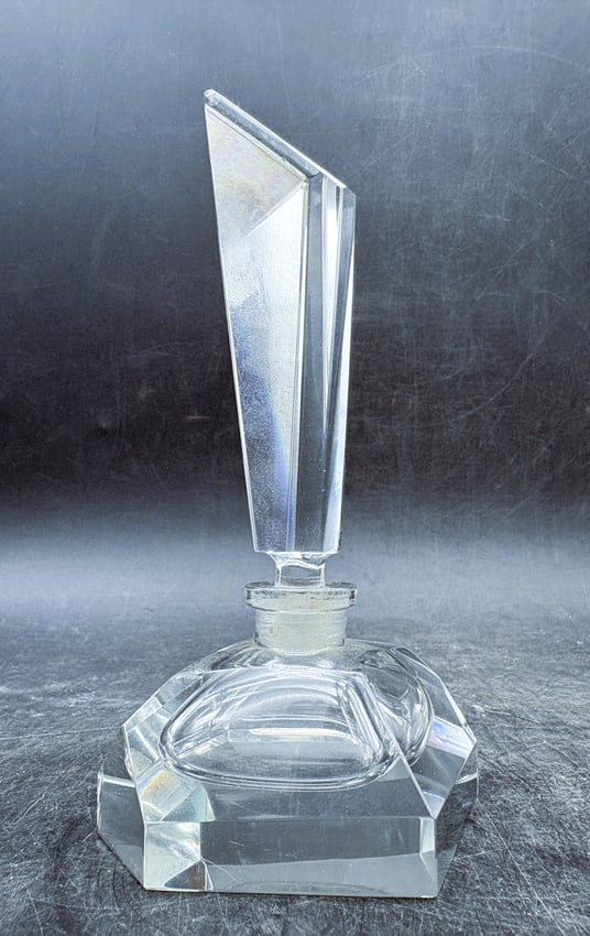 Art Deco Irice by Irving Rice Crystal Perfume Bottle with Geometric Stopper, Japan - 4