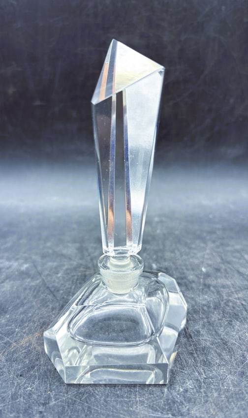 Art Deco Irice by Irving Rice Crystal Perfume Bottle with Geometric Stopper, Japan - 5