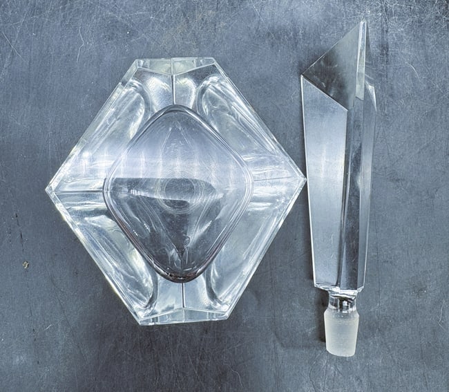 Art Deco Irice by Irving Rice Crystal Perfume Bottle with Geometric Stopper, Japan - 6
