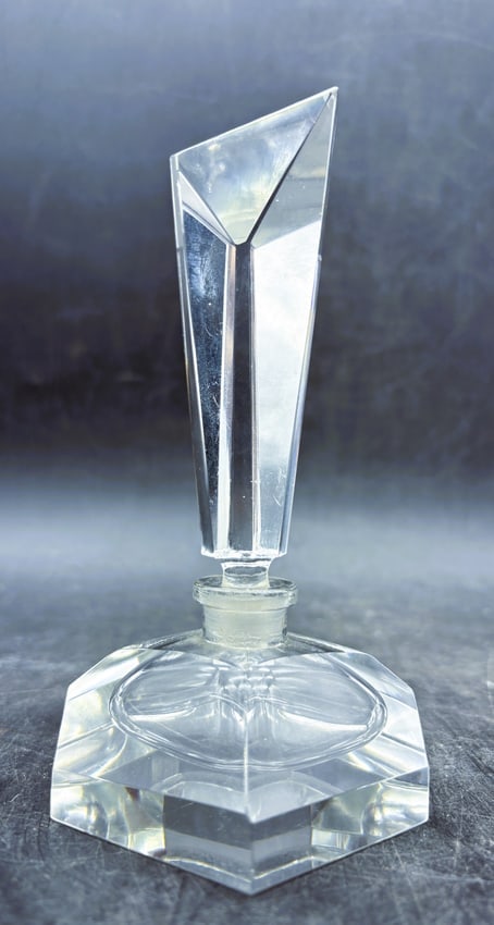 Art Deco Irice by Irving Rice Crystal Perfume Bottle with Geometric Stopper, Japan - 7