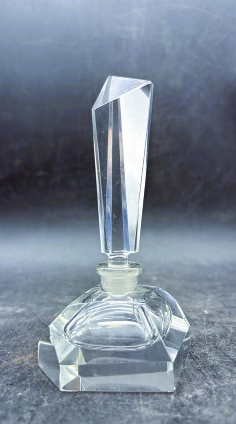 Art Deco Irice by Irving Rice Crystal Perfume Bottle with Geometric Stopper, Japan - 8