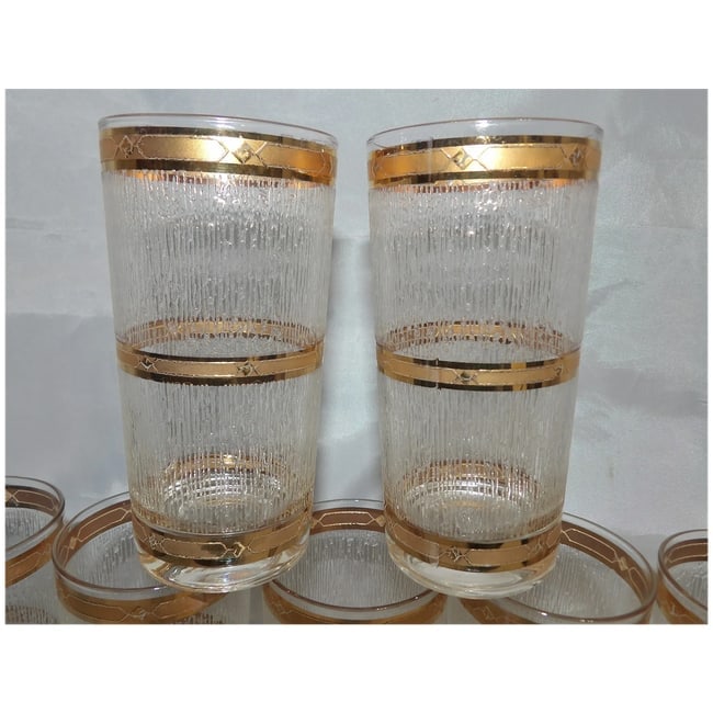 Vintage Culver Highball Glasses: MCM 22K Gold Icicle Barware, Set of 7 - 3