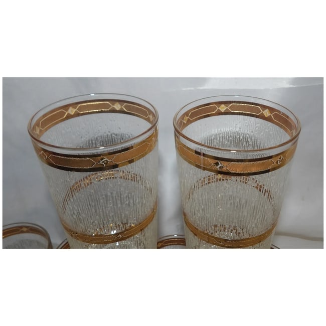 Vintage Culver Highball Glasses: MCM 22K Gold Icicle Barware, Set of 7 - 4