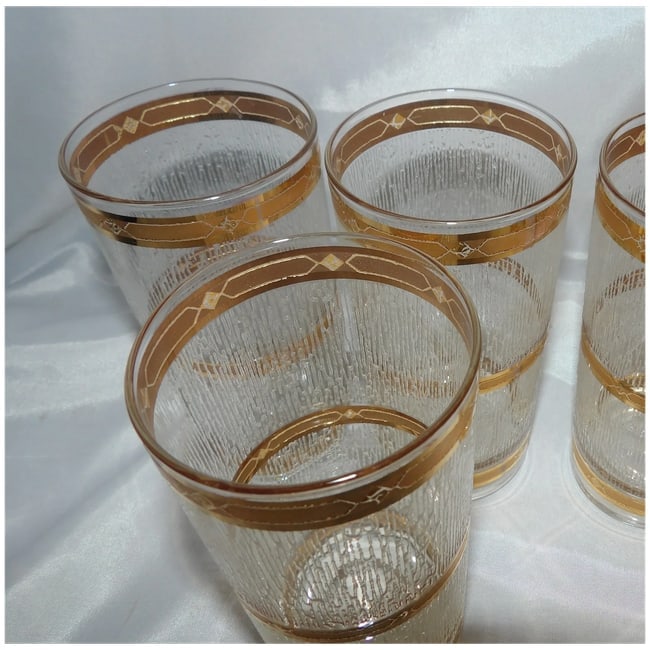 Vintage Culver Highball Glasses: MCM 22K Gold Icicle Barware, Set of 7 - 6