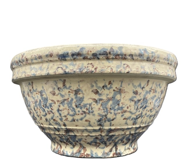 Beautiful Large Primitive Pottery Spongeware Mixing Bowl - 3